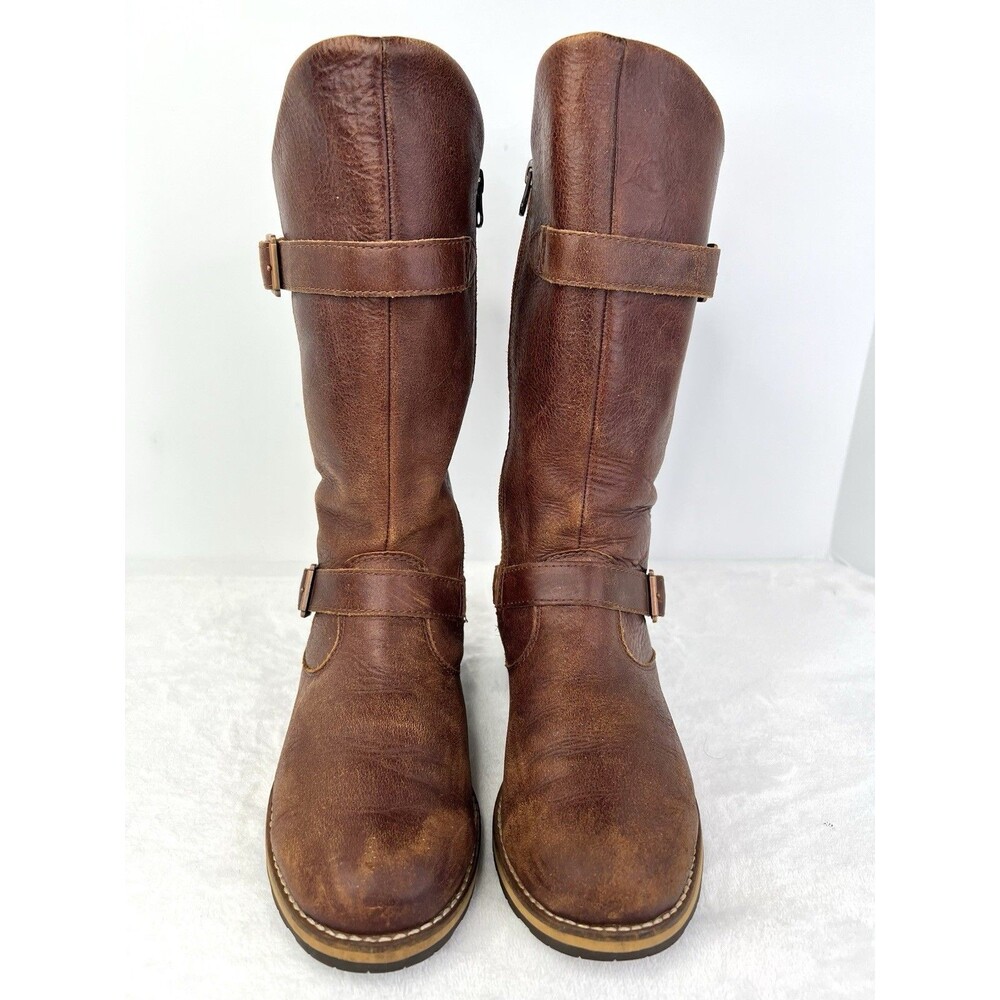 Patagonia Thatcher Riding Boots Distressed Brown Leather Womens 7.5 Side Zip - Picture 6 of 12